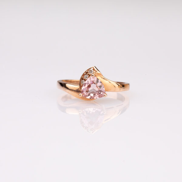 Trillion Pink Tourmaline Ring